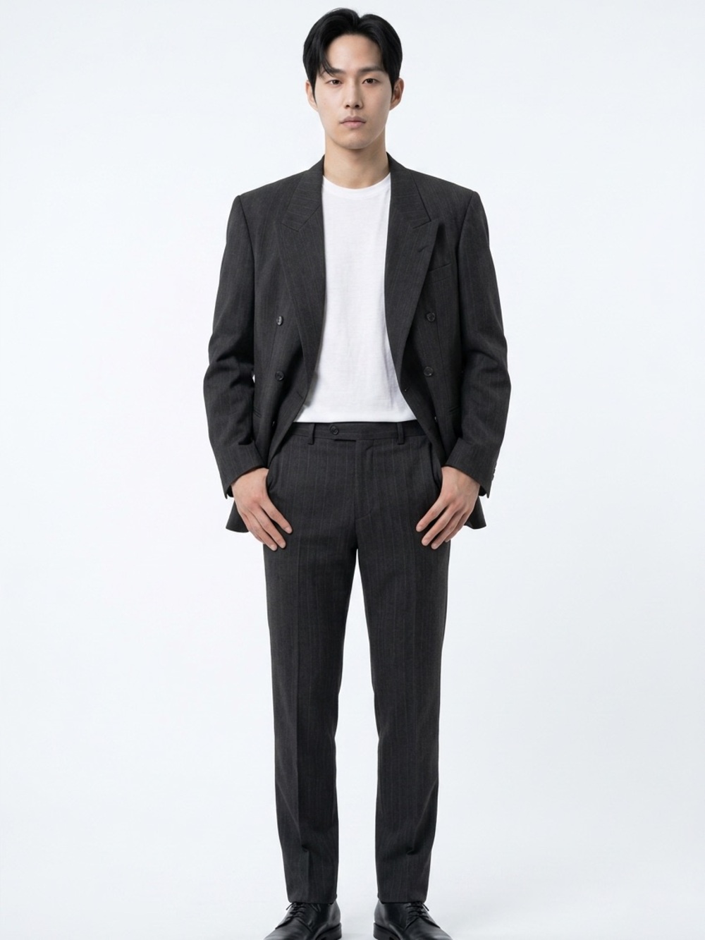 Giorgio Fellini Double-Breasted Charcoal Pinstripe Suit